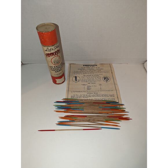 Vintage Fiddle S\tix Antique Game Plaza Wooden Toy Wood Decor Complete - Picture 1 of 5